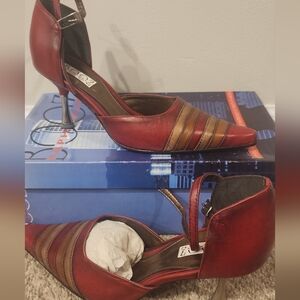 Elegant Red and Brown Women's Heels